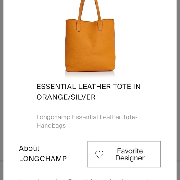 Longchamp Essential Leather Tote in Orange/Silver - Picture 6 of 16
